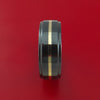 Black Zirconium Ring with 14k Yellow Gold Inlay and Interior Cerakote Sleeve Custom Made Band