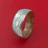 Damascus Steel Ring with Milled Celtic Design Inlay and Interior Hardwood Sleeve Custom Made Band