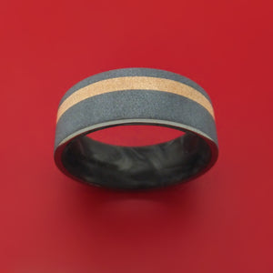 Tantalum Ring with 18K Gold and Forged Carbon Fiber