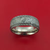 Damascus Steel Ring with Gibeon Meteorite Inlay and Interior Titanium Sleeve Custom Made Band