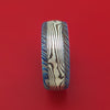 Kuro-Ti Twisted Titanium Etched and Heat-Treated Ring with Mokume Gane Inlay Custom Made Band