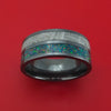 Black Zirconium with Gibeon Meteorite and Opal Ring Custom Made Band