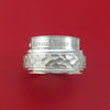 14K White Gold Hammered Band with Hidden Message and Diamond Sleeve Custom Made