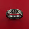 Black Zirconium Ring with Infinity Knot Etched Celtic Design Inlay Custom Made Band