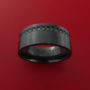 Black Zirconium Ring with Black Diamonds Custom Made Band