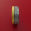 18K Yellow Gold Ring with Gibeon Meteorite Inlay Custom Made Band