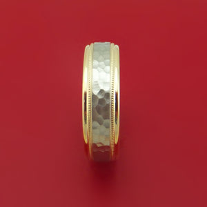 14k Yellow Gold and Hammered White Gold Band Custom Made Ring