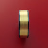 Black Zirconium Ring with Wide 14K Yellow Gold Inlay Custom Made Band