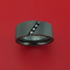Black Zirconium Ring with Angled Chanel-Set Black Diamonds Custom Made Band