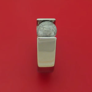 Titanium Ring with Meteorite Tension-Set Stone Custom Made Band