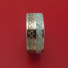 Titanium Ring with Etched Superconductor and Gibeon Meteorite Inlays Custom Made Band