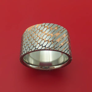 Wide Etched Superconductor Ring with Titanium Sleeve Custom Made Titanium-Niobium and Copper Band