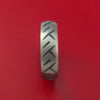 Black Zirconium Ring with Cycle Tire Tread Pattern Inlay Custom Made Band