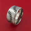 Wide Cobalt Chrome Ring with Baseball Dual Stitching and Cerakote Inlays Custom Made Band