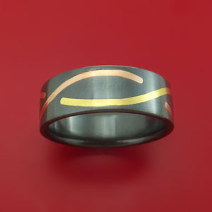 Black Zirconium 14K Rose Gold and Yellow Gold Infinity Band Custom Made