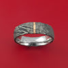 Hammered Damascus Steel Ring with 14k Rose Gold Inlay Custom Made Band