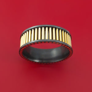 Black Zirconium and 14K Yellow Gold Rods Ring Custom Made Band