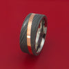 Damascus Steel Ring with Copper Inlay and Interior Titanium Sleeve Custom Made Band