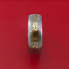Damascus Steel Ring with 14k Yellow Gold Mokume Shakudo Inlay and Interior Hardwood Sleeve Custom Made Band