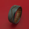 Black Zirconium Ring with Gold-Toned Milled Mountain Range Design Inlay and Interior Hardwood Sleeve Custom Made Band