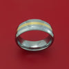 Tungsten Ring with Yellow Gold Inlay Custom Made Band