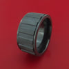 Wide Black Zirconium Spinner Ring with Milled Gear Design Inlay Custom Made Band