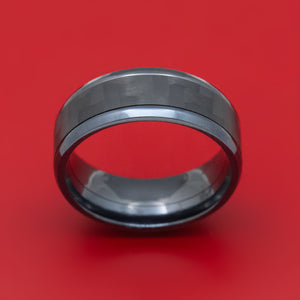 Black Titanium and Black Carbon Fiber Mens Ring