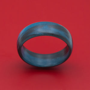 Carbon Fiber Ring with Blue Glow Marbled Design