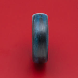 Carbon Fiber Ring with Blue Glow Marbled Design