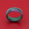 Carbon Fiber Ring with Purple and Green Glow Marbled Design