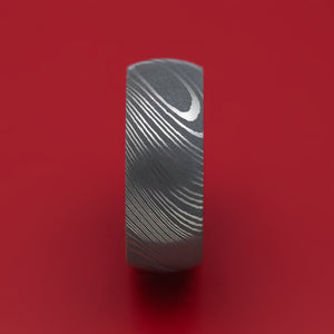 Damascus Steel and DiamondCast Sleeve Ring Custom Made
