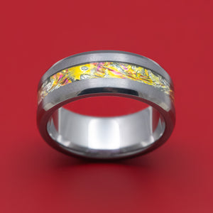 Tantalum and Dichrolam Inlay Ring Custom Made Band