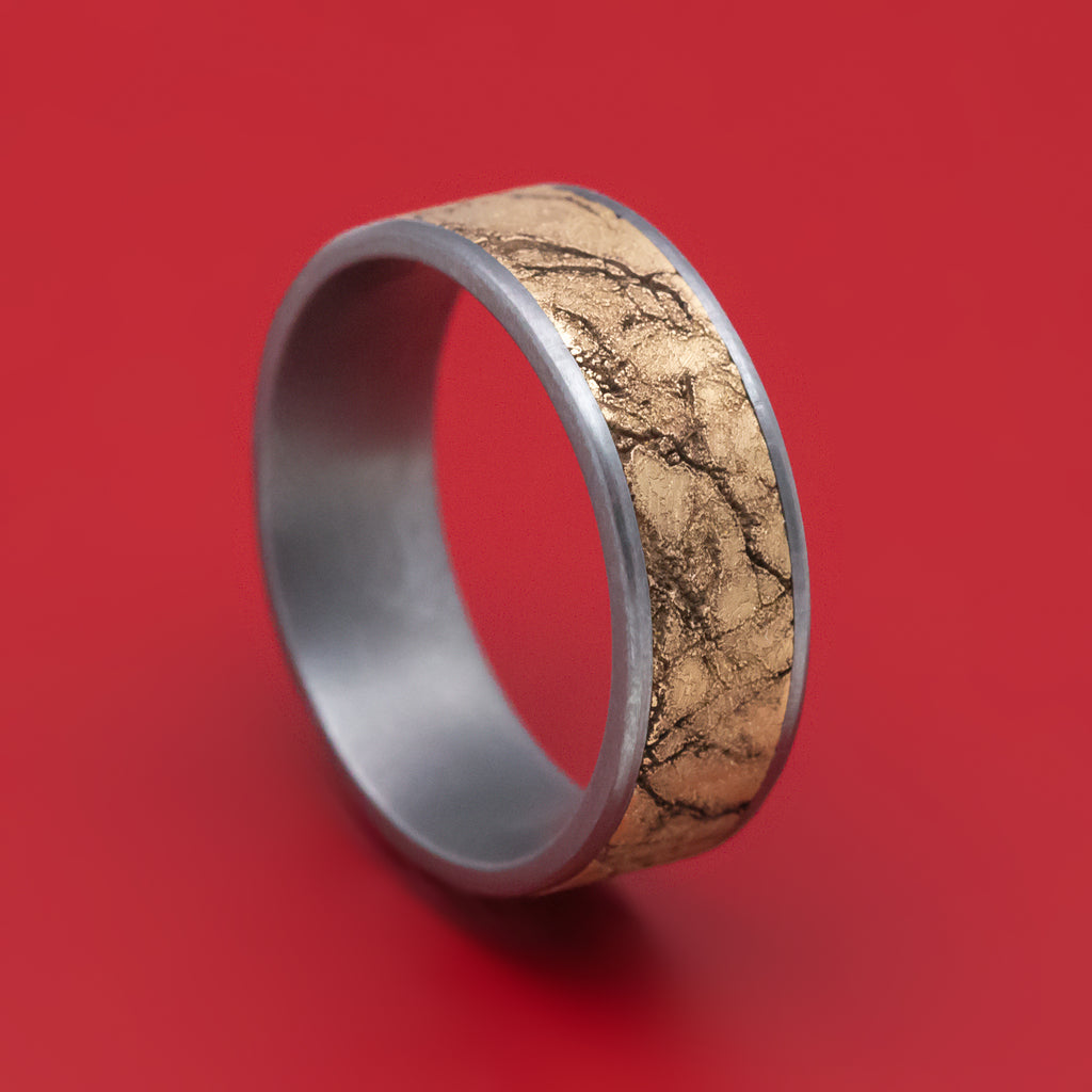 Tantalum Ring with 14K Gold Marble Texture Inlay