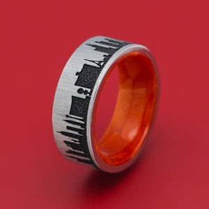 Titanium and Juma Sleeve City Skyline Ring Custom Made Band