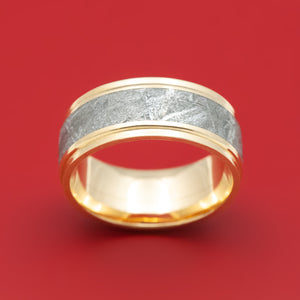 14K Gold Ring with Gibeon Meteorite Inlay Custom Made