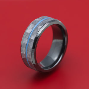 Black Zirconium Ring with Tantalum and Cerakote Inlays Custom Made Band