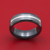 Black Zirconium Ring with Tantalum and Silver Inlays Custom Made Band