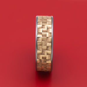 Tantalum Ring With 14K Gold Basketweave Texture Inlay