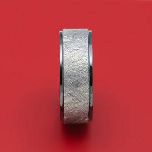 Black Zirconium Ring with Gibeon Meteorite Inlay and Abalone Sleeve Custom Made Band