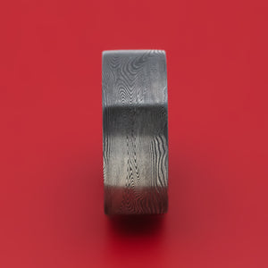 Square Shape Tightweave Damascus Steel Ring Custom Made Band