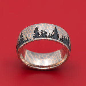 Superconductor Men's Ring with Pine Tree Design Custom Made Band