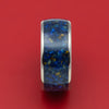 Titanium and Blue Tiger's Eye Men's Ring Custom Made Stone Inlay Band