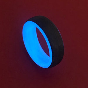 Carbon Fiber And Blue Glow Sleeve Ring Custom Made
