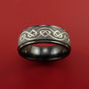 Black Zirconium Ring with Infinity Heart Milled Celtic Design Inlay Custom Made Band