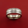White Gold Eternity Band, Damascus Steel Ring with 30+ Beautiful Diamonds