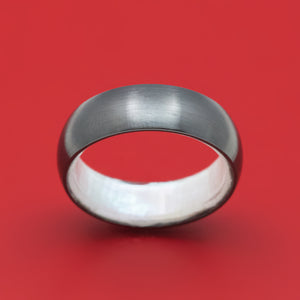 Black Zirconium Ring with White Mother of Pearl Sleeve Custom Made Band