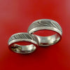 Matching Stainless Surgical Steel and Damascus Steel Bands Custom Made Ring to Any Sizing