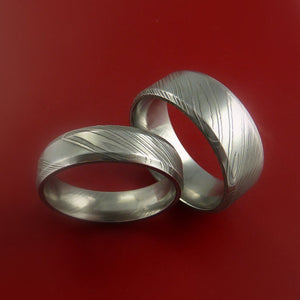 Matching Damascus Steel Ring Set Wedding Bands Genuine Craftsmanship