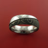 Damascus Steel Ring with Groove Inlay Custom Made Band