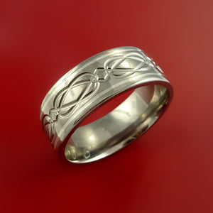 Celtic Titanium Silver Inlay Band Wedding Ring Custom Made